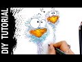 Crazy Lovebirds Doodle Easy Tutorial using watercolor and acrylicpaint