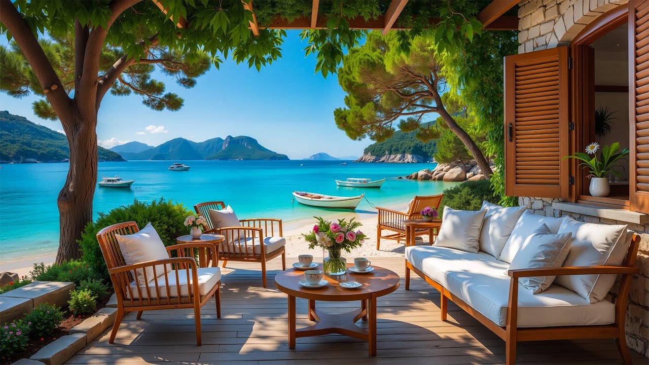 Seaside Jazz Escape ☕🎸 Gentle Bossa Nova Guitar & Calm Ocean Sounds for Deep Relaxation