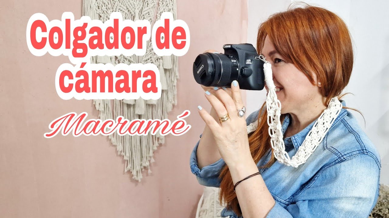 Correa colgante para cámara fotográfica tejida a macramé 