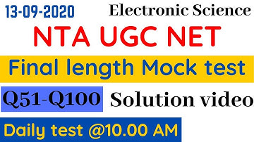 NTA UGC NET Final Mock Test Solution video Q51   Q100 13th sept 2020 | Craving Gyan