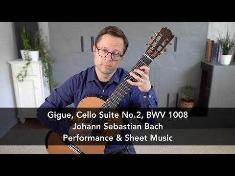 Gigue from Cello Suite No.2, BWV 1008 by Bach for Classical Guitar