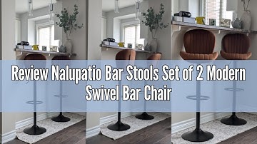 Review Nalupatio Bar Stools Set of 2 Modern Swivel Bar Chairs, Barstools Counter Height with High Ba
