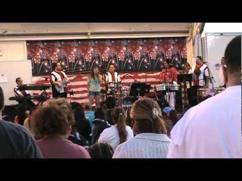 Crystal Reyes sings God Bless America at La Puente...