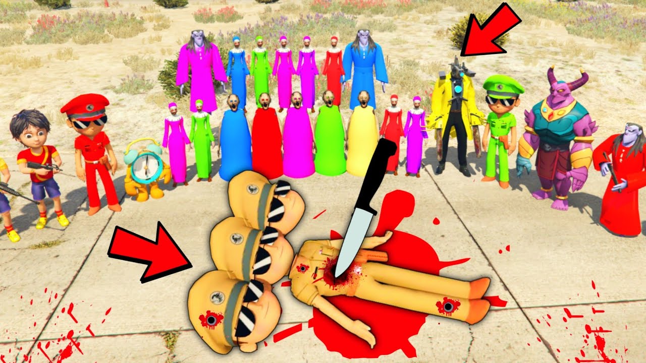 3 Head Little Singham 🤣Kicko Shiva Shinchan 😍Kidnap 😳And Kill By 🤑Colourful Granny Kaal in GTA 5