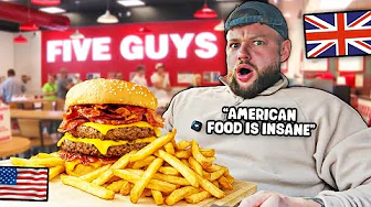 Brits First Time Trying FIVE GUYS!