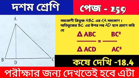 সদৃশতা | class 10 math kose dekhi 18.4 | question no. 5 | প্রয়োগ 5 | কষে দেখি 18.4