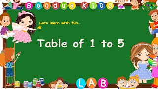 Table of 1 to 5 | Rhythmic Table of One to Five | Learn Multiplication Table | Bandu's KIDS LAB