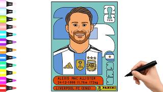 COMO DIBUJAR A FIGURITA DE PANINI ALEXIS MAC ALLISTER ARGENTINA | FIFA WORLD CUP 2026