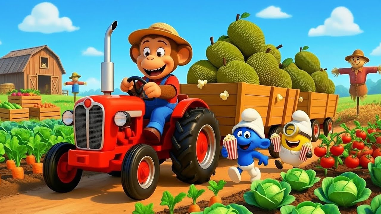 Monkey Farmer Fixes Tractor and Plows Beet Field - Farm Work | Funny Monkey Kids! 🚜🌾