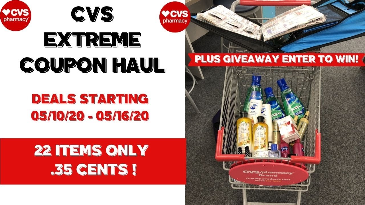 CVS EXTREME COUPON HAUL DEALS STARTING 5/10/20~22 ITEMS ONLY .35 CENTS~PLUS GIVEAWAY ENTER TO