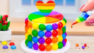 Sweet Heart Rainbow Jelly Cake 🌈 Satisfying Miniature Rainbow Cream Cake Decorating 🍰 Petite Baker ✨