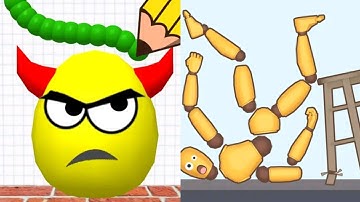 Draw To Smash Logic Puzzle VS Kick & Break The Ragdoll Satisfying ASMR Gameplay (Android, ios)