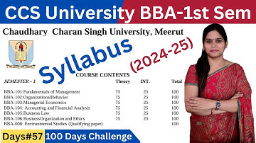 CCS University  BBA 1st Semester Syllabus | CCSU BBA Syllabus | BBA 1st Sem Syllabus | 2024 - 25 |
