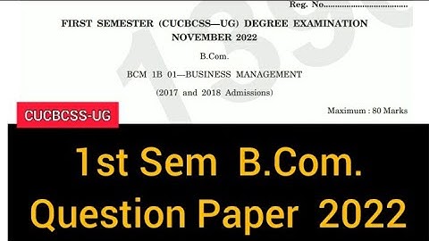 BUSINESS MANAGEMENT         |        1st Sem   B.Com.     Question Paper    2022  #calicut