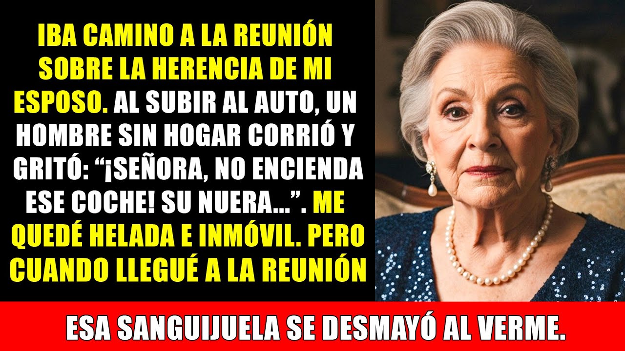 Iba camino a la reunión por la herencia de mi esposo. Al encender el coche, un indigente...