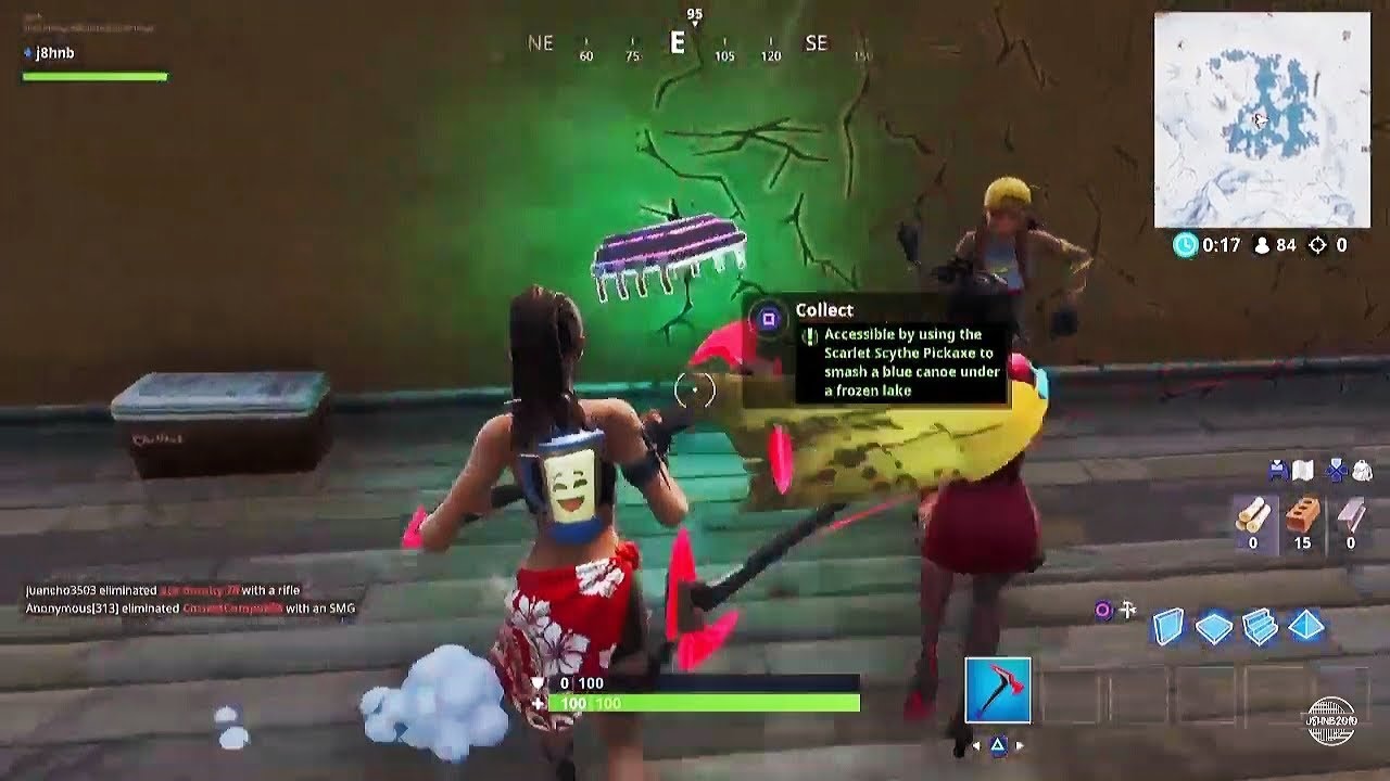 Fortbyte #94 - Accessible By Using Scarlet Scythe Pickaxe To Smash Blue Canoe Under Frozen Lake