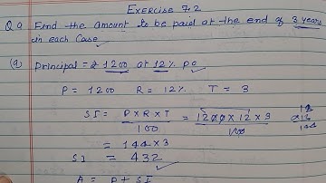 Class 7 - Exercise 7.2 - Q  9. | Find the amount to be paid at the end of 3 years in each case