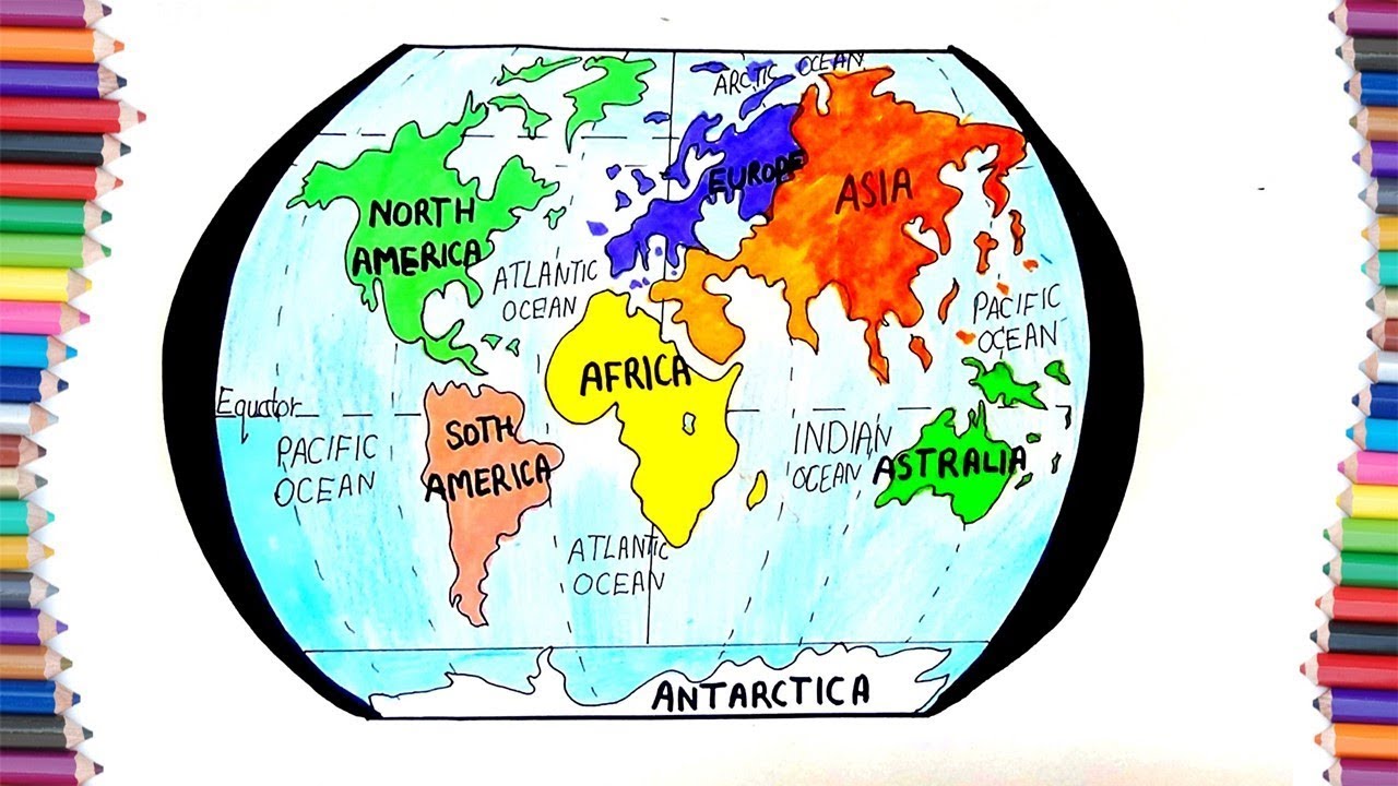 How To Draw 7 Continent Of Earth Youtube