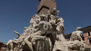 MVI 5106. Fountain of the four rivers in Piazza Navona, Rome.
