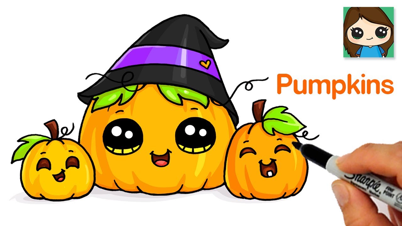 How to Draw Pumpkins Easy ????Cute Halloween Fall Art - YouTube