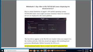 Bitdefender's Tips: Fix NETGEAR Armor displaying two identical devices.