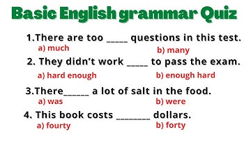 Basic English grammar Quiz for Beginners | 65 + Mixed  Questions