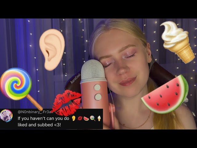 #7 emoji challenge | fake food | ear | kisses | #asmrminuha #asmr