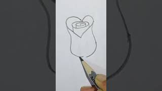 How To Draw A Rose Using Heart shorts Rose drawing