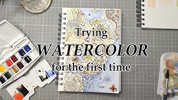 Drawing a fantasy map + watercoloring (for the first time)