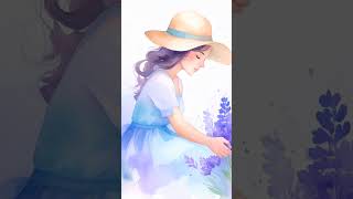Lavender Field Reverie 🌿 Watercolor Girl in Provence | Relaxing Ambient Short #shorts