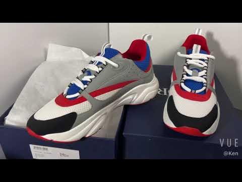 Dior B22 Sneaker Grey And Red with Blue Mesh Top Version A Closer