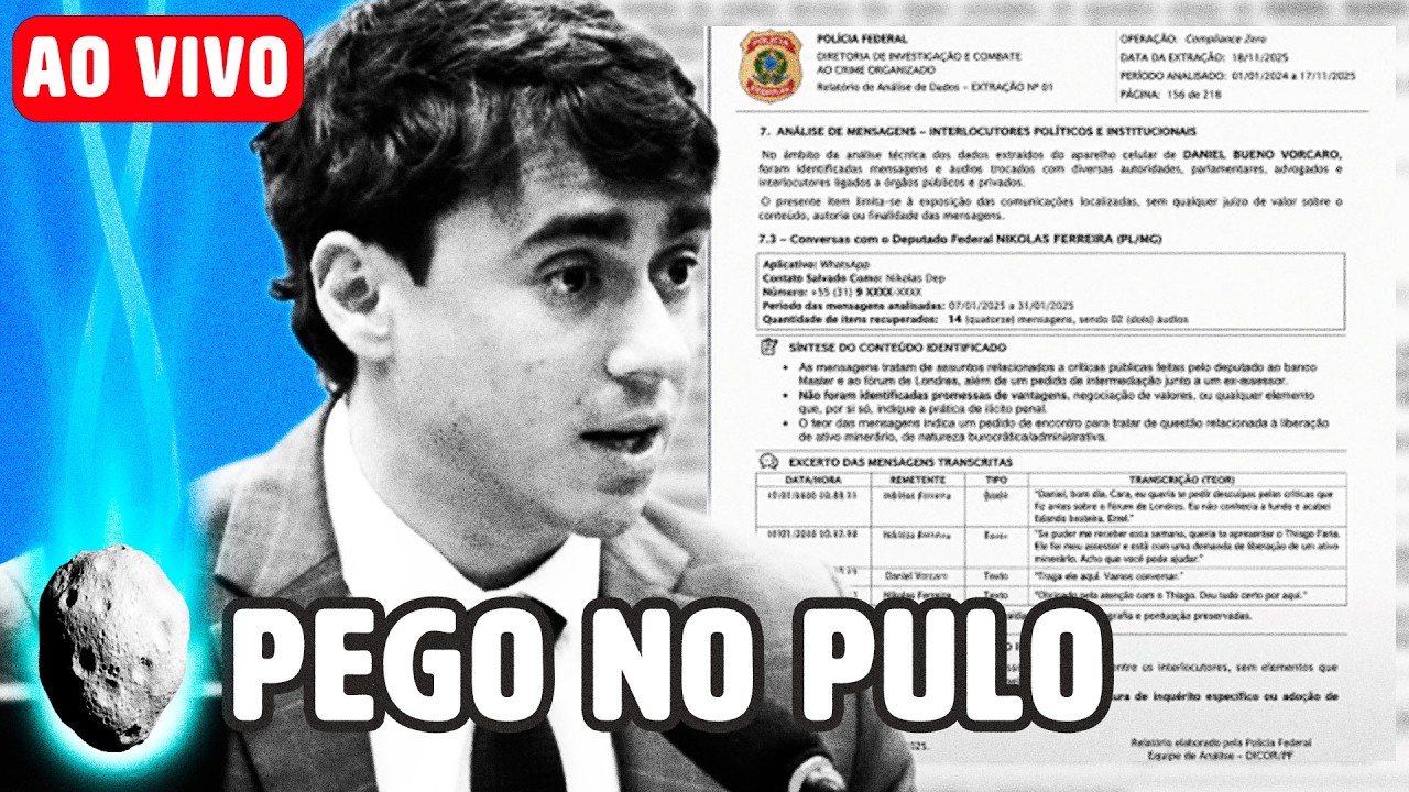 LIVE: NIKOLAS DIVULGOU LAUDO DE IA PARA TENTAR FUGIR DE VORCARO E OUTRAS NOTÍCIAS