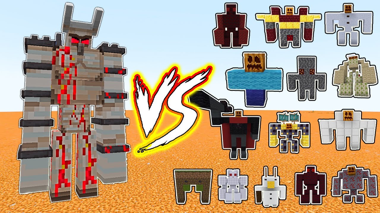 TITAN DEMON GOLEM vs All Minecraft Bosses - Minecraft Mob Battle - YouTube