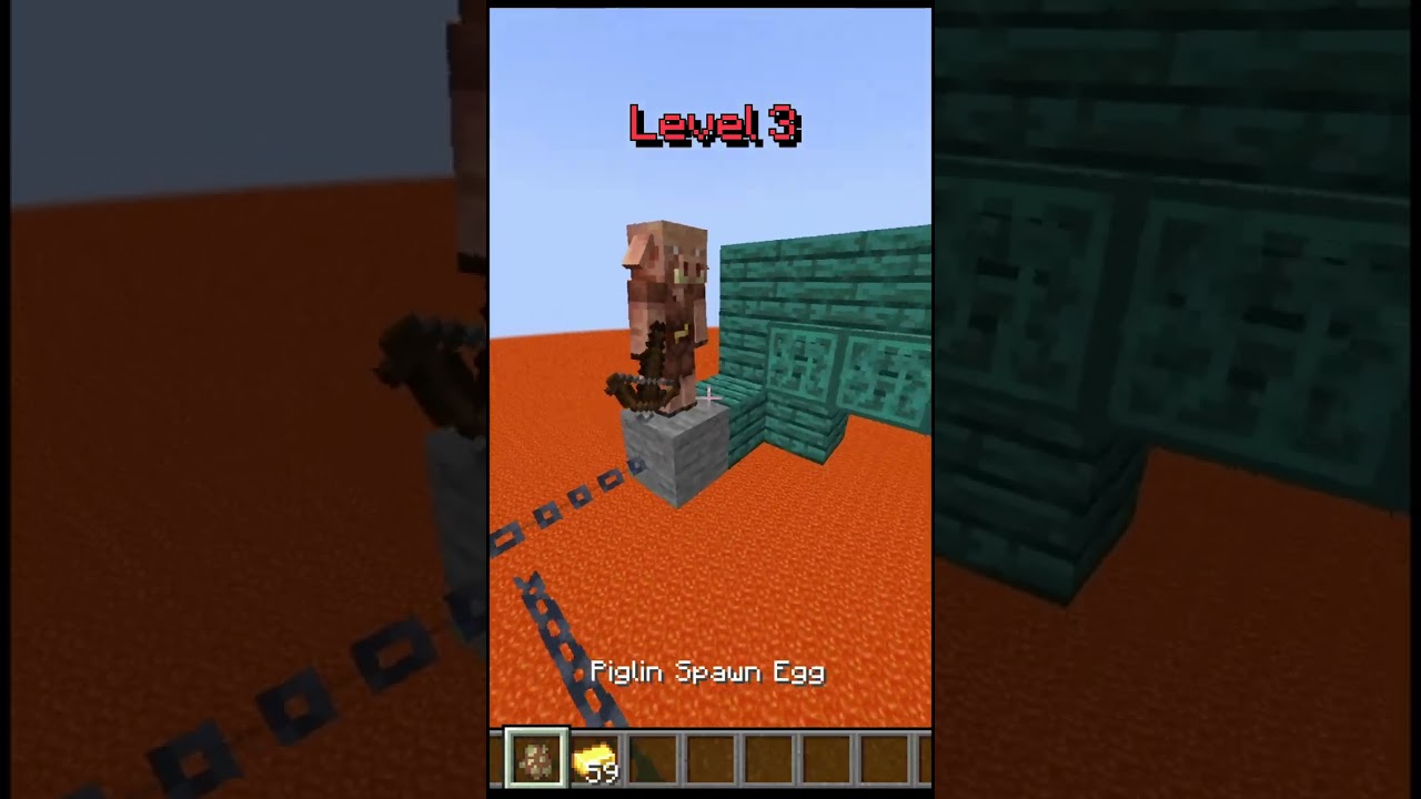 Piglin's IQ In Minecraft - (Level's 1-5) #shorts