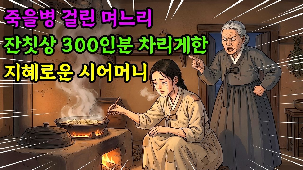 죽을병 걸린 며느리 잔칫상 300인분 차리게한 지혜로운 시어머니ㅣ야담ㅣ민담ㅣ설화ㅣ전설ㅣ조선야담ㅣ옛날이야기ㅣ오디오북ㅣ수면ㅣ잠잘때ㅣ권선징악ㅣ효도