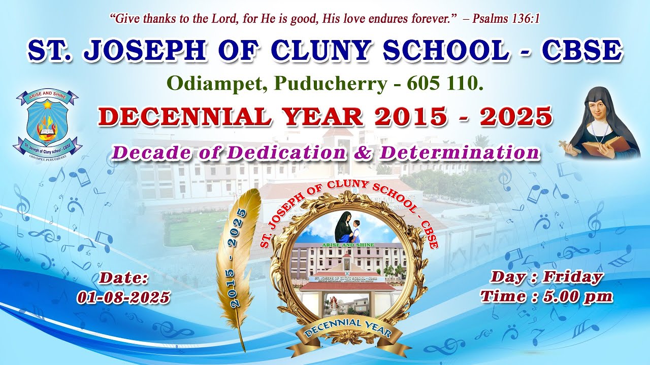 LIVE - DECENNIAL CELEBRATION 01-08-2025 @ 5.00pm St Joseph of Cluny School - CBSE