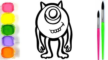 How to Draw Mike Wazowski | Easy Step-by-Step Drawing for Kids 👀🎨