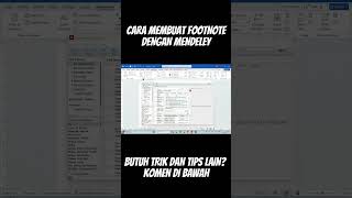 cara membuat footnote dengan mendeley #mendeleydesktop #shorts #footnote  #tutorialwordpemula