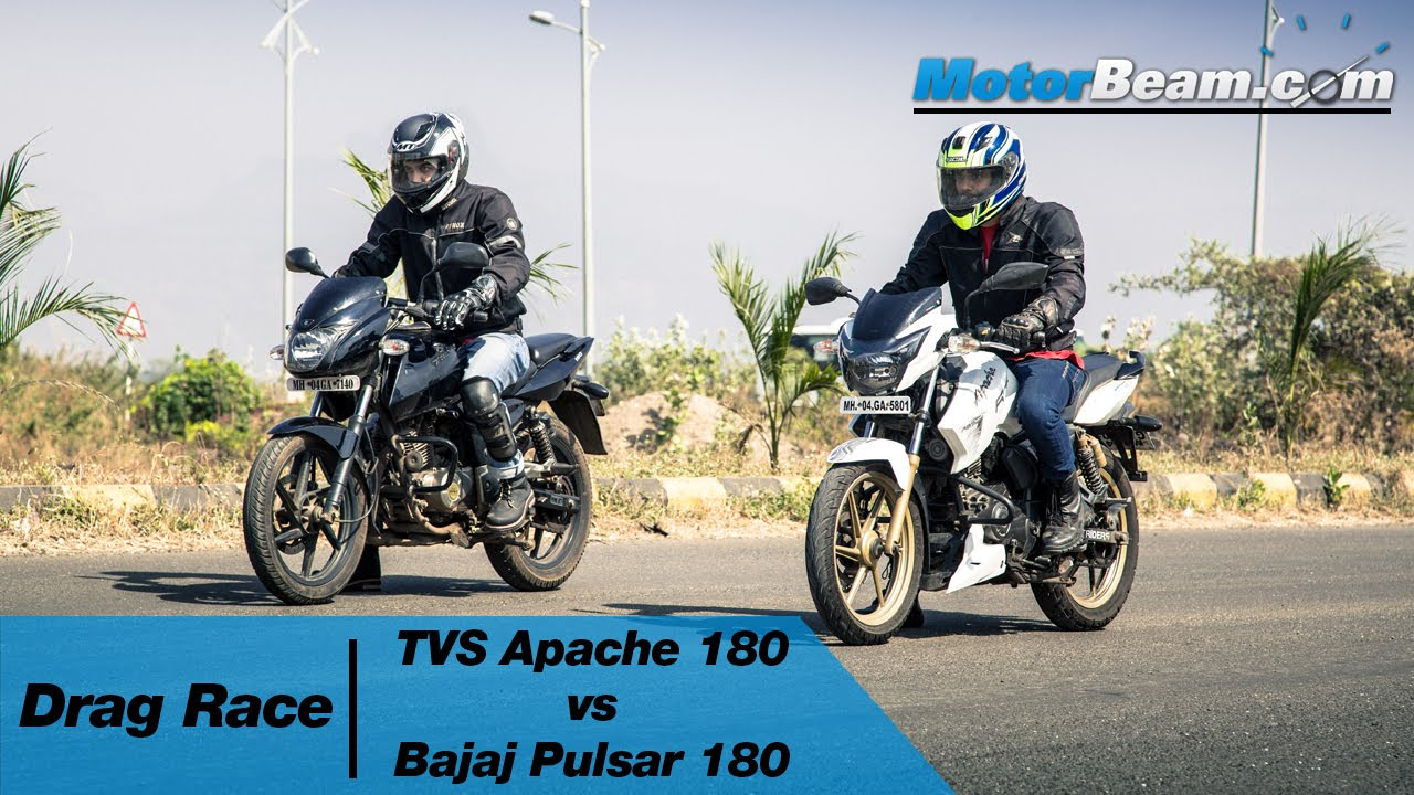 TVS Apache 180 vs Pulsar 180   Drag Race  MotorBeam