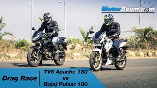 TVS Apache 180 vs Pulsar 180 - Drag Race | MotorBeam