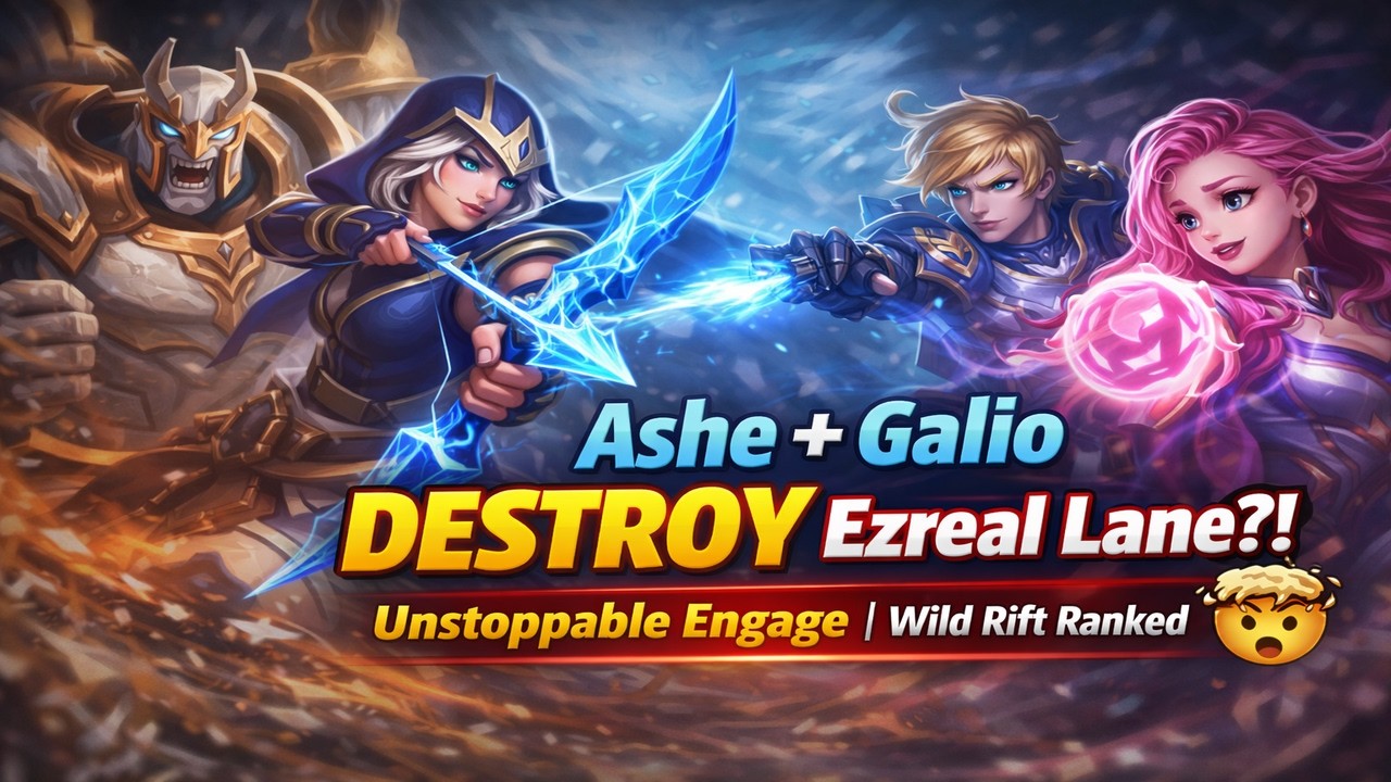 Ashe + Galio DESTROY Ezreal Lane?! 🤯 Unstoppable Engage | Wild Rift Ranked (Arctic Arrow)