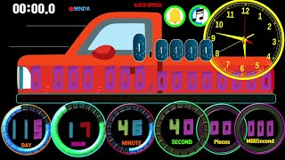 Speed feeling 10,000,000 seconds countdown with pieces and milliseconds timer  alarm