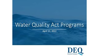 Water Quality Act Programs Presentation