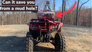 Testing and installing a harbor freight winch on a Honda recon 250
