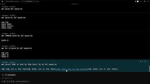25 11 15, 인프라 기초, Bash 명령어, 33강, `awk` (데이터 처리 및 출력)