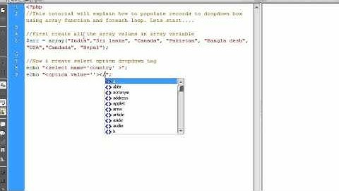Populate records to dropdown box using array function