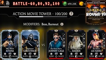 Fatal Action Movie Tower Boss Battle 100 & 60, 80 Fight + Reward MK Mobile | Ghostface & MK2 Movie K