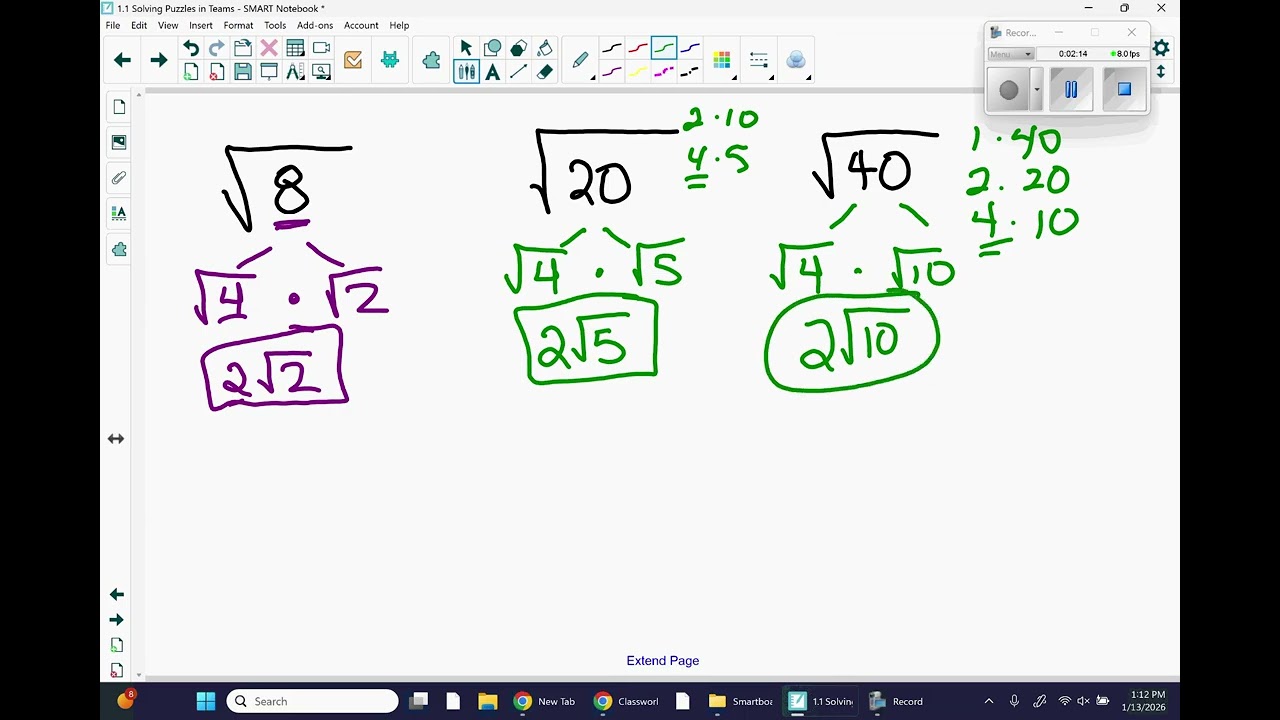Math II basic radicals review