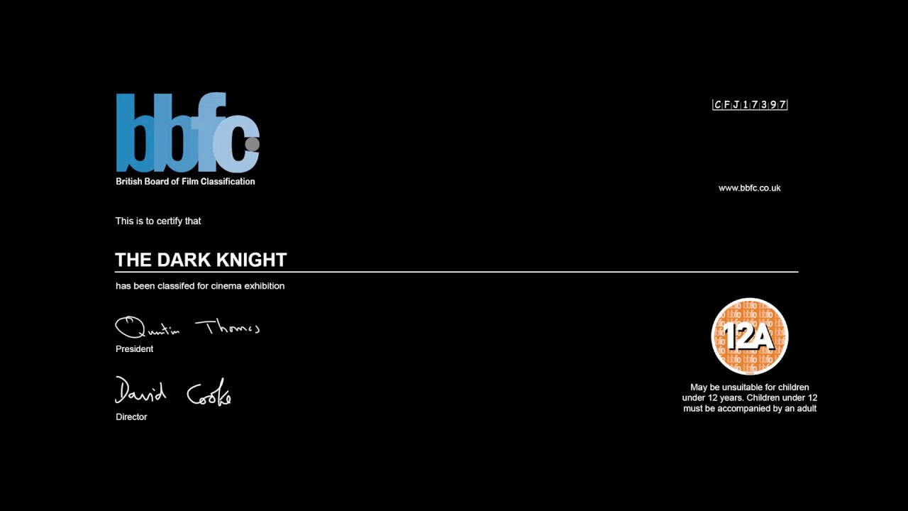 The Dark Knight - BBFC Black Card