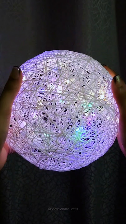 DIY easy cute light ball 🪩 Cute decoration ✨ Snowball light making with thread 🧶